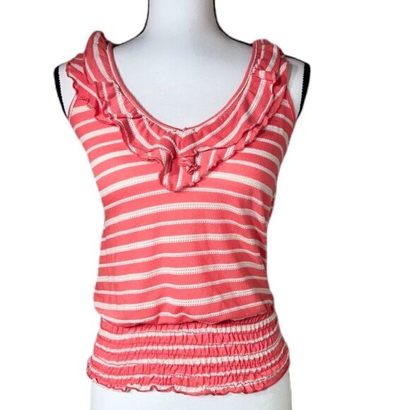 Smocked Striped V-Neck Tank   - Picture 2 of 11